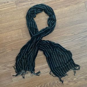 Lightweight black scarf with white accent